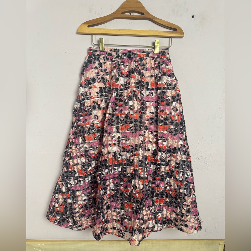 Sheer pink, orange and black Sam Edelman circle skirt
